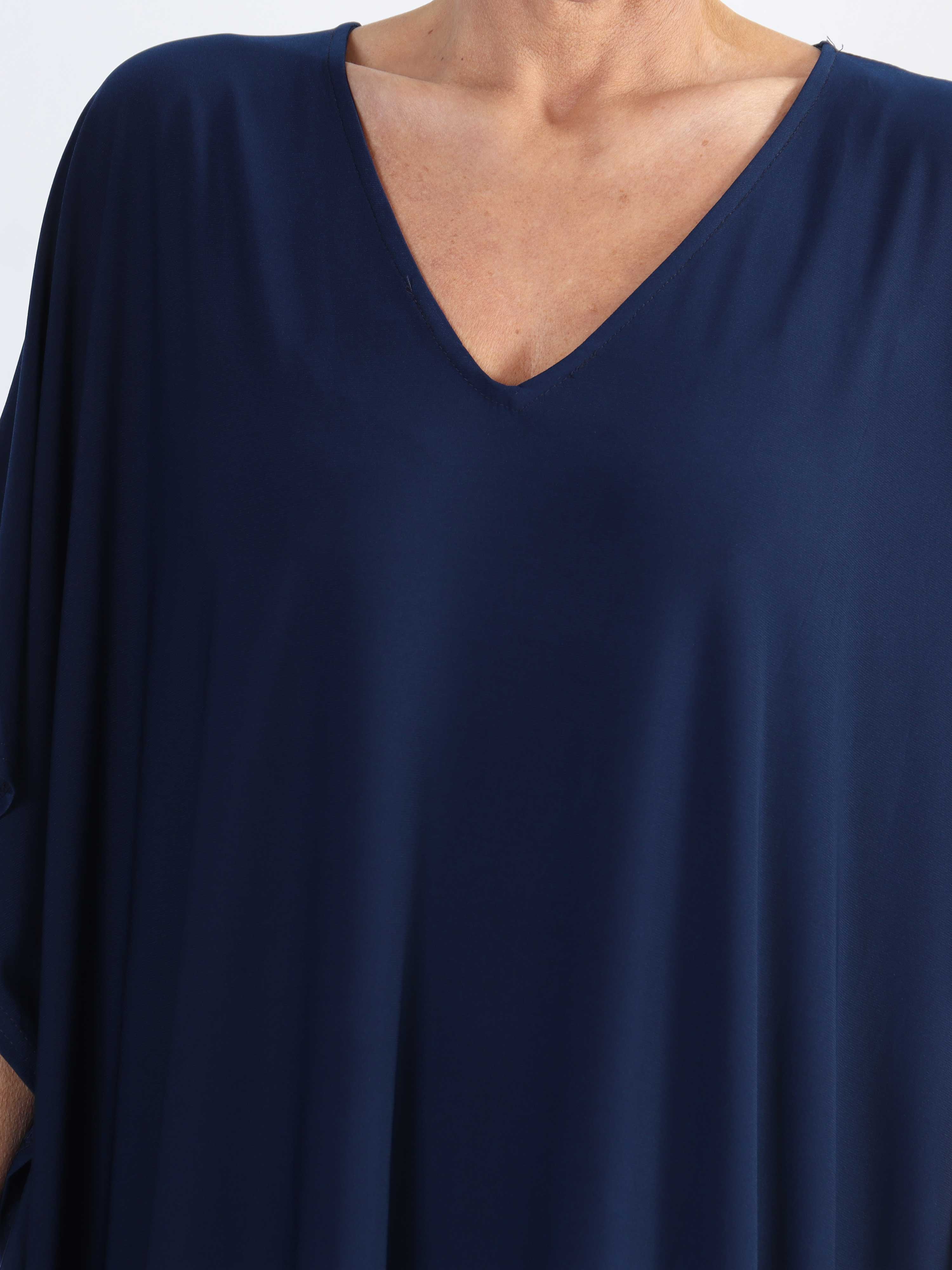 Azmina Plain Long - Ensfarvet elastisk plus size tunika